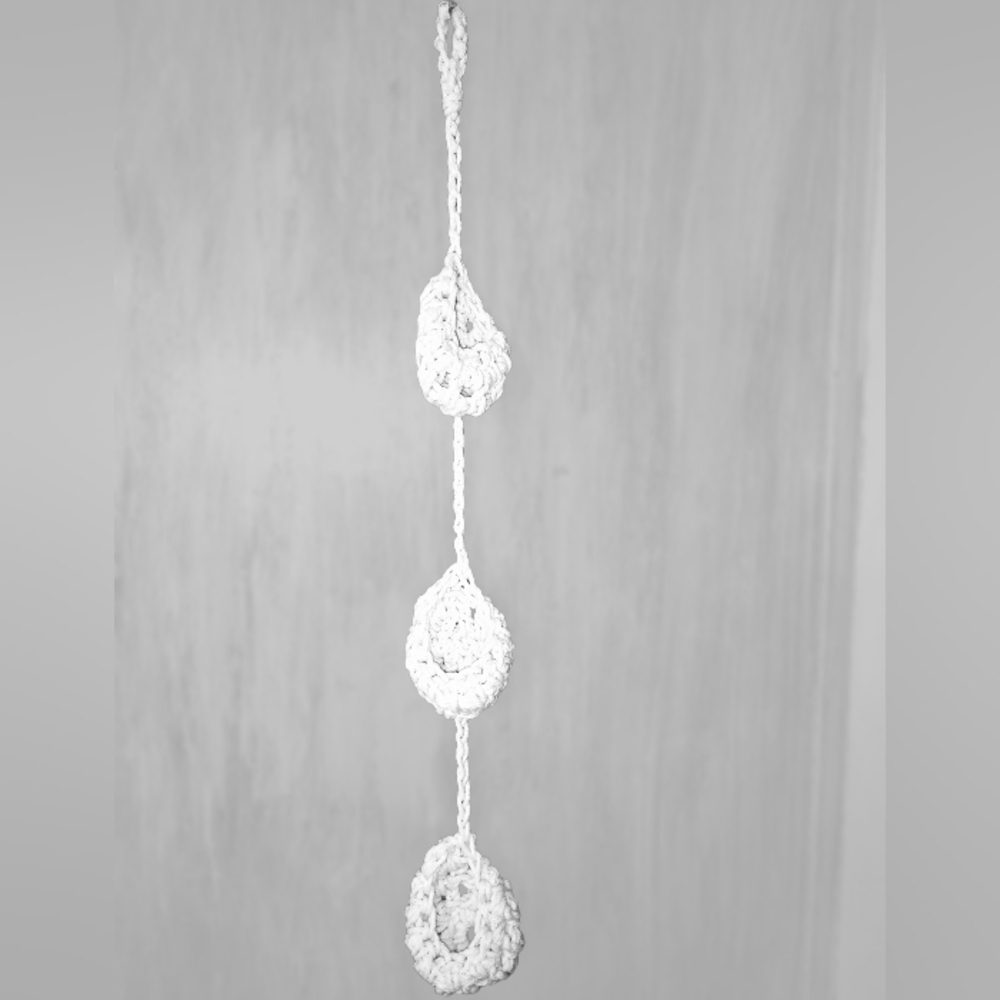 3-tier Air Plant Hanger, Cream, Crocheted, Boho Style, Pre-owned